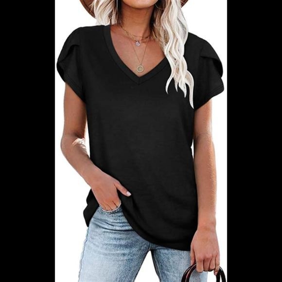 Womens Tops V Neck Summer Casual Tshirts - Picture 1 of 4